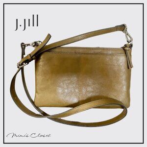 J.JILL Genuine Leather Crossbody Purse Olive Green